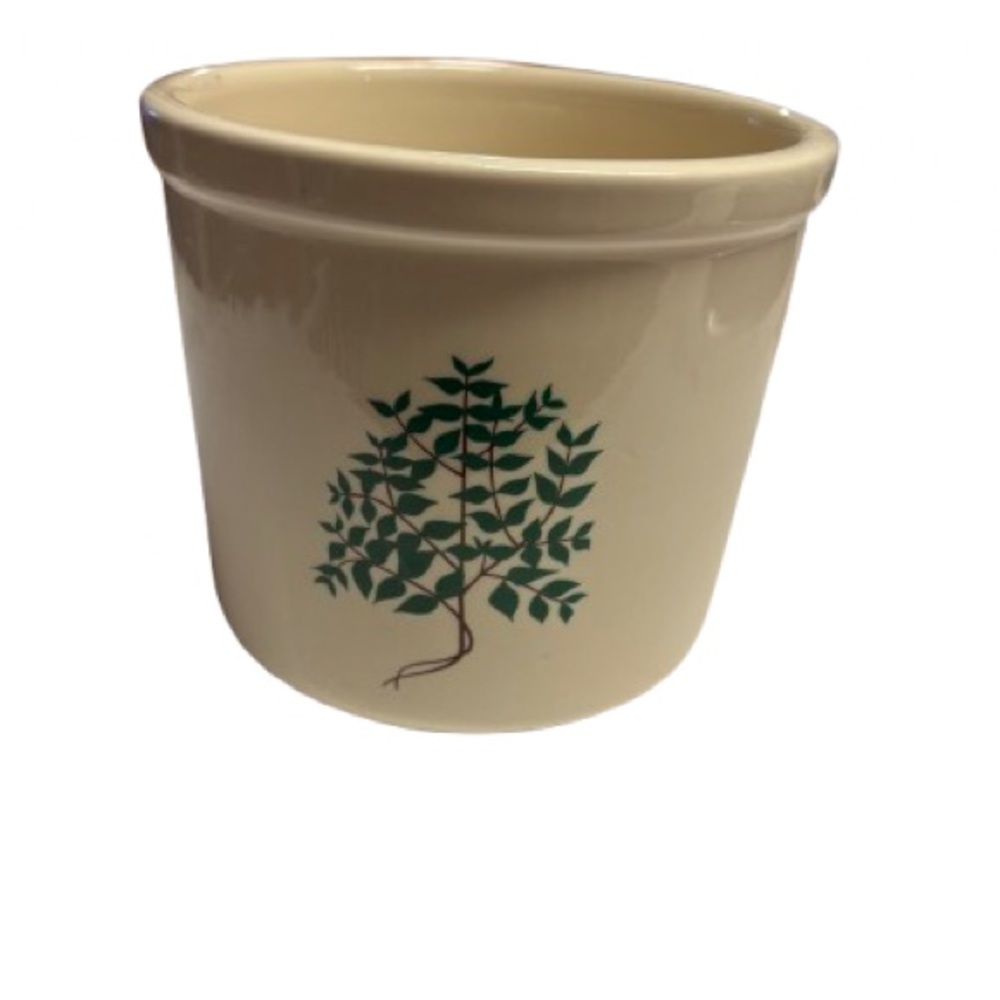 Vintage Cream Colored Crock with Tree Design